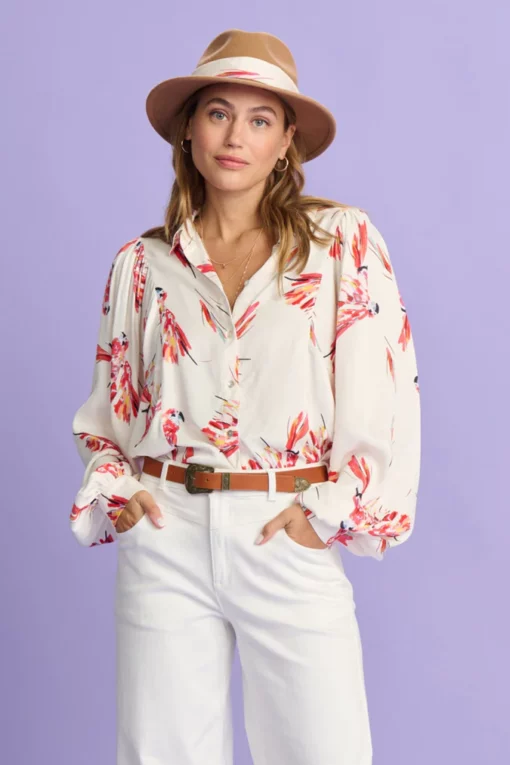 SP7243 03 POM Amsterdam BLOUSE Parrots Ecru 4bc6a1d8 3dcf 445f 9d76