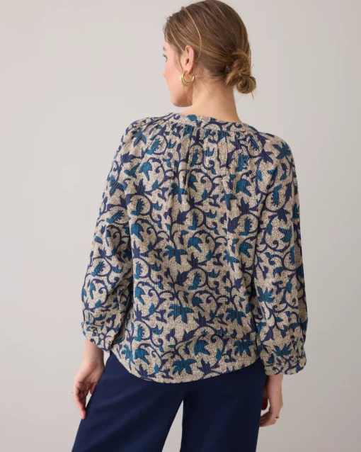 Summum 2s3120 Sleeve top block print navy noir - Afbeelding 6