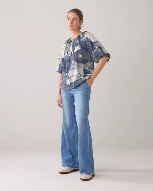 Summum 2s3237 Top two tone print navy noir