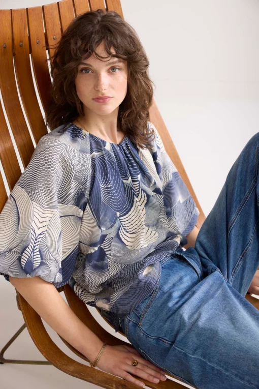 Summum 2s3237 Top two tone print navy noir - Afbeelding 3