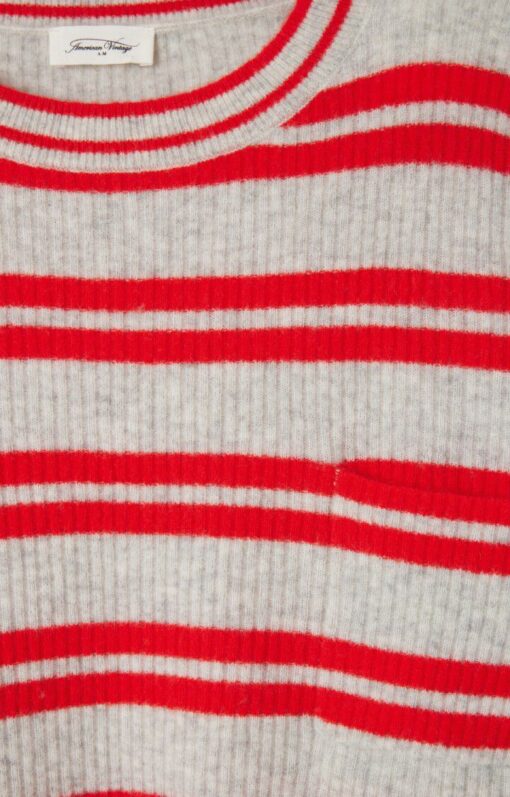 American Vintage RAX18GE25 gris chine rayures fraise - Afbeelding 4