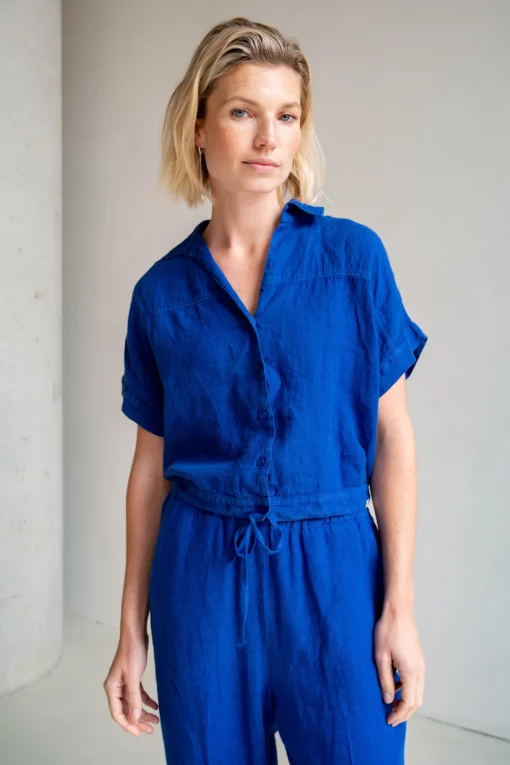 Penn&Ink S25Z717 blouse royal blue - Afbeelding 5