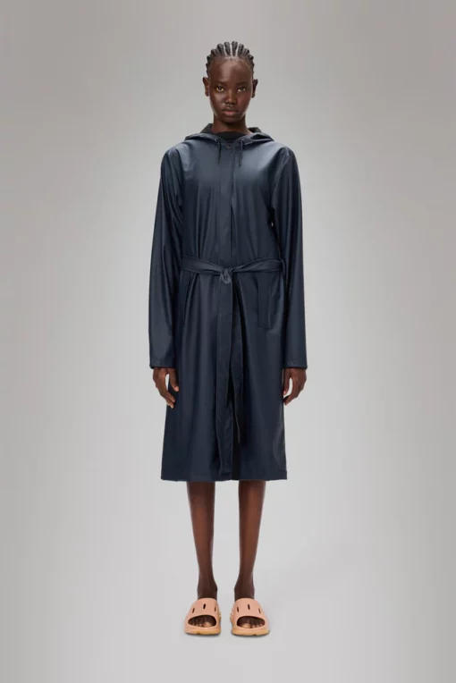 Rains A-line longer W jacket W3 navy - Afbeelding 4