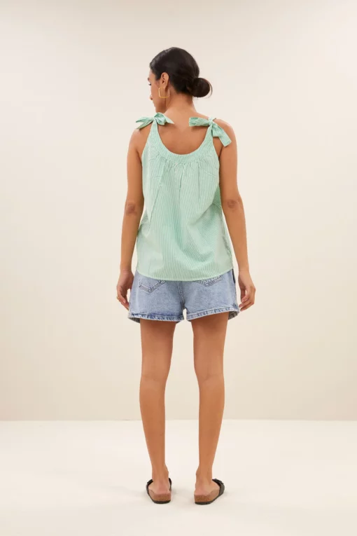 By-Bar Mingo top green pin stripe - Afbeelding 3