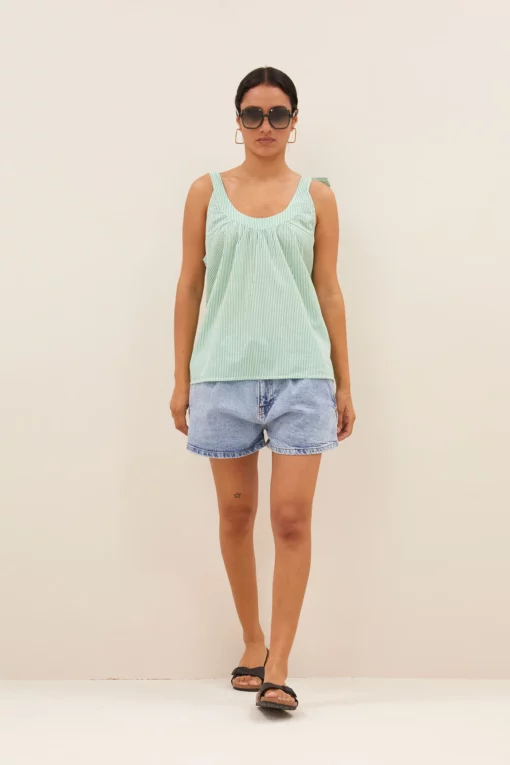 By-Bar Mingo top green pin stripe