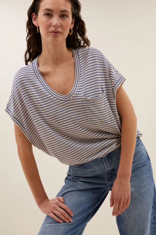 By-Bar Tyler small stripe top kingsblue small stripe - Afbeelding 3