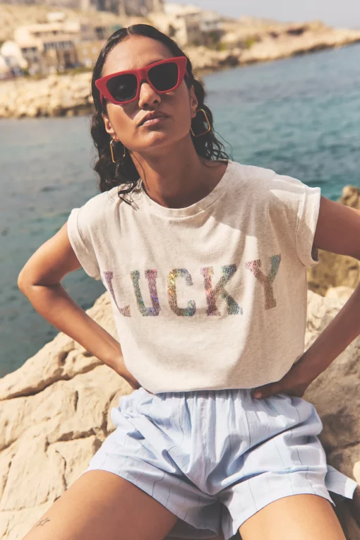 By-Bar Thelma lucky rainbow top light grey melee - Afbeelding 3