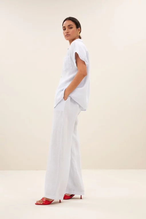 By-Bar Rose linnen blouse skyway - Afbeelding 6