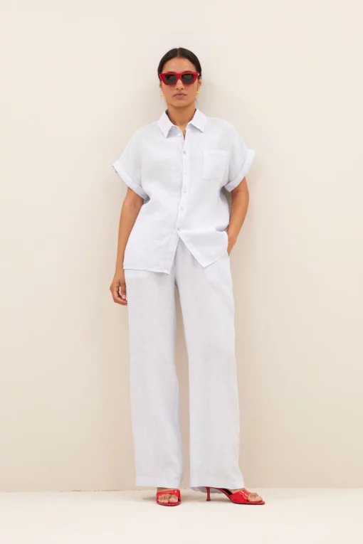 By-Bar Rose linnen blouse skyway - Afbeelding 4
