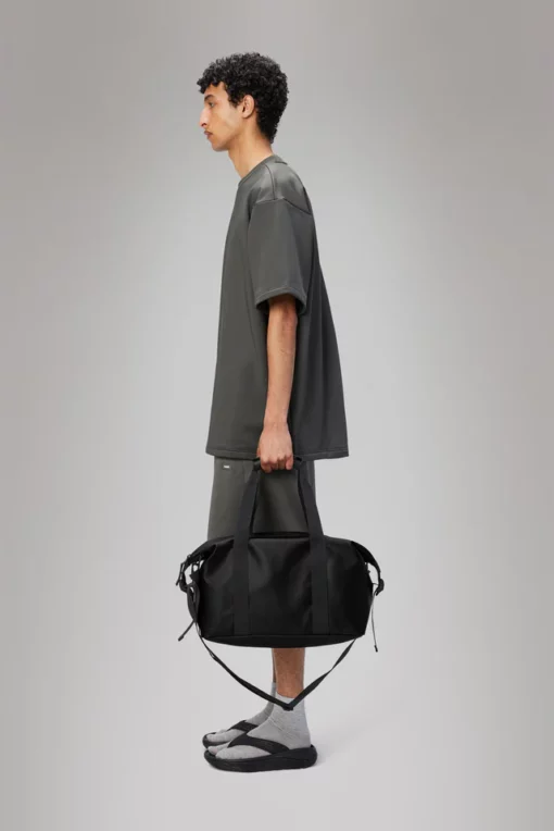 Rains Hilo weekend bag small W3 black grain - Afbeelding 4