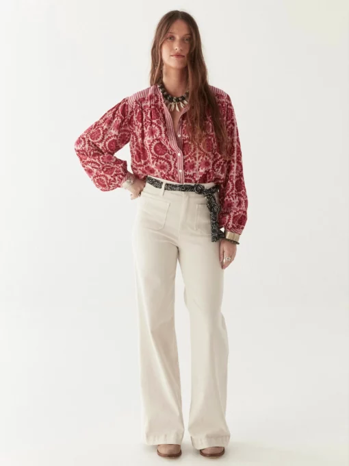 Maison Hotel Leandra flamingo grooves blouse hot pink