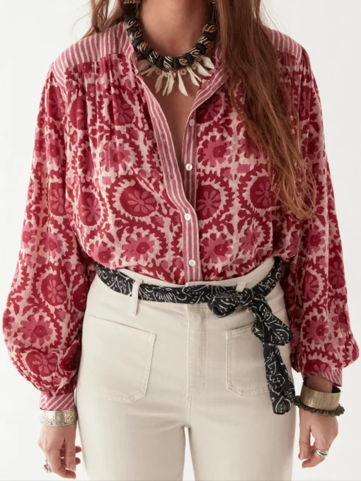 Maison Hotel Leandra flamingo grooves blouse hot pink - Afbeelding 6