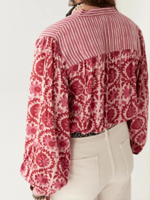Maison Hotel Leandra flamingo grooves blouse hot pink - Afbeelding 4