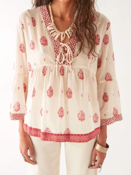 Maison Hotel Delphine indian fragola panna blouse - Afbeelding 4