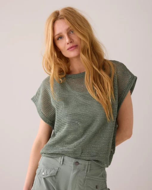 Summum OB 3s5142 oversized top gauze sea glass - Afbeelding 5