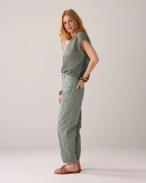 Summum OB 4s2798 cocoon pants summer plain weave sea glass - Afbeelding 3
