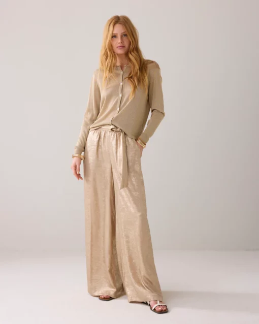 Summum OB 7s7919 cardigan lurex knit sesame