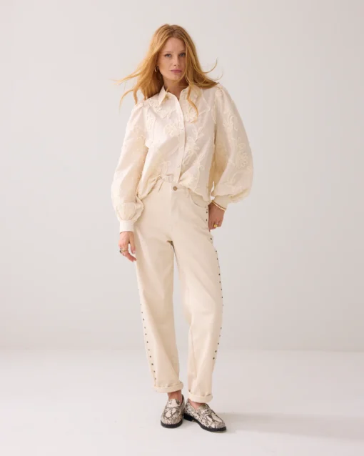 Summum 2s3327 Blouse tape pattern voile ivory