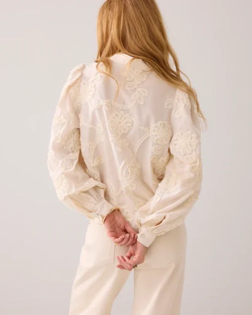 Summum 2s3327 Blouse tape pattern voile ivory - Afbeelding 4