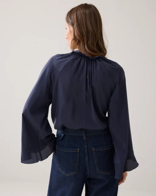 Summum 2s3340 Top ruffles cotton viscose midnight blue - Afbeelding 4