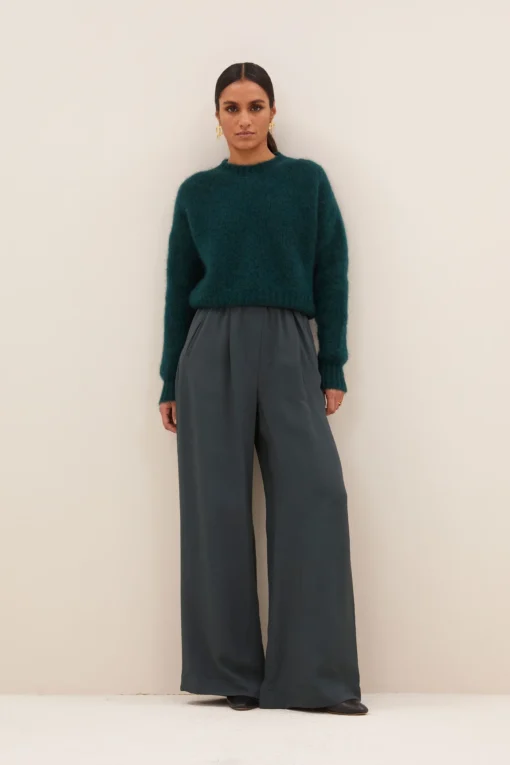 By-Bar Benji satin stripe pants dried basil
