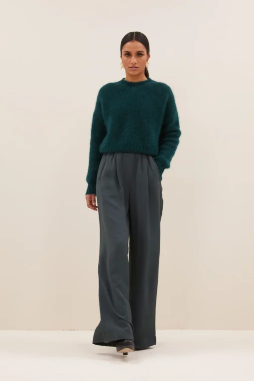 By-Bar Benji satin stripe pants dried basil - Afbeelding 3