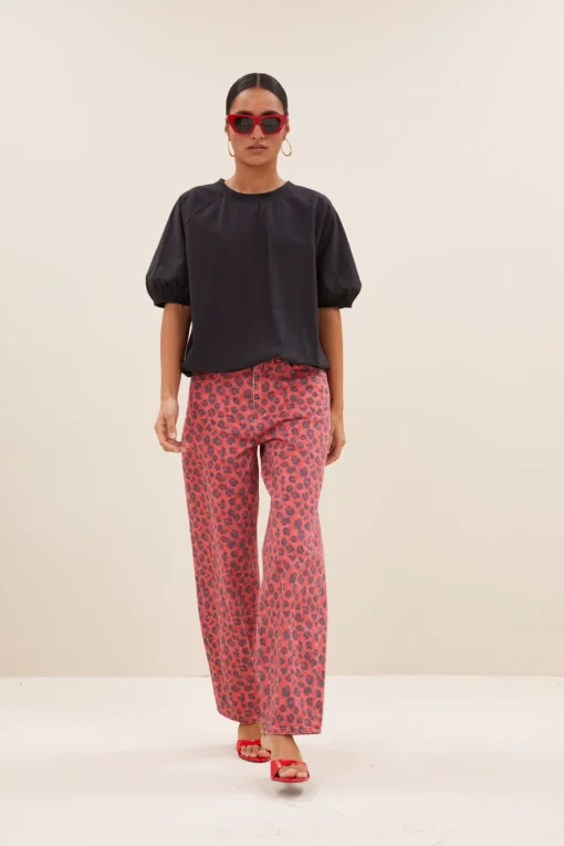 By-Bar Lew red cheetah pants
