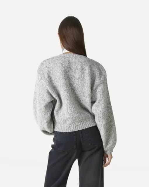 Another-Label Charlotte knitted cardigan l/s grey melee - Afbeelding 3