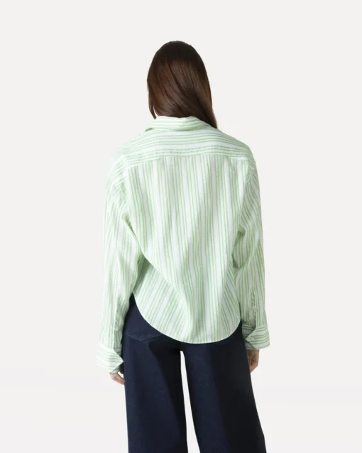 Another-Label Faiga stripe shirt l/s jadesheen white stripe - Afbeelding 3