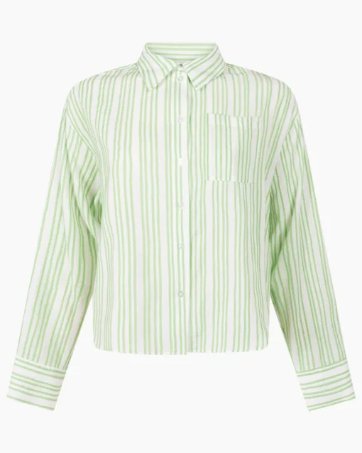 Alternative view of Another-Label Faiga stripe shirt l/s jadesheen white stripe