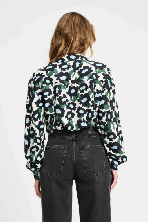 POM blouse violet wild flowers ecru SP9287 white - Afbeelding 4