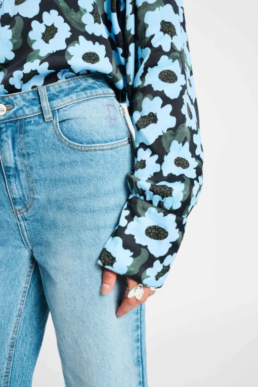 POM blouse wild flowers blue SP9286 blue - Afbeelding 4