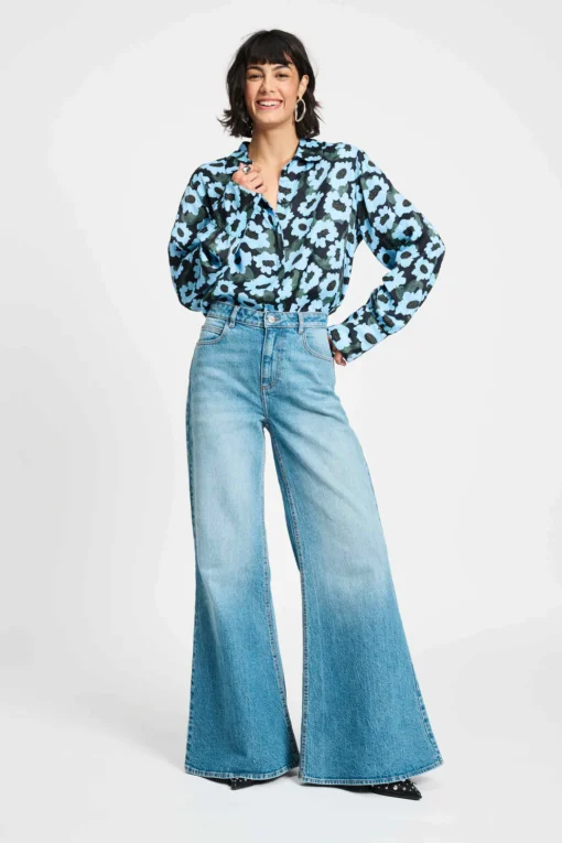POM blouse wild flowers blue SP9286 blue - Afbeelding 3