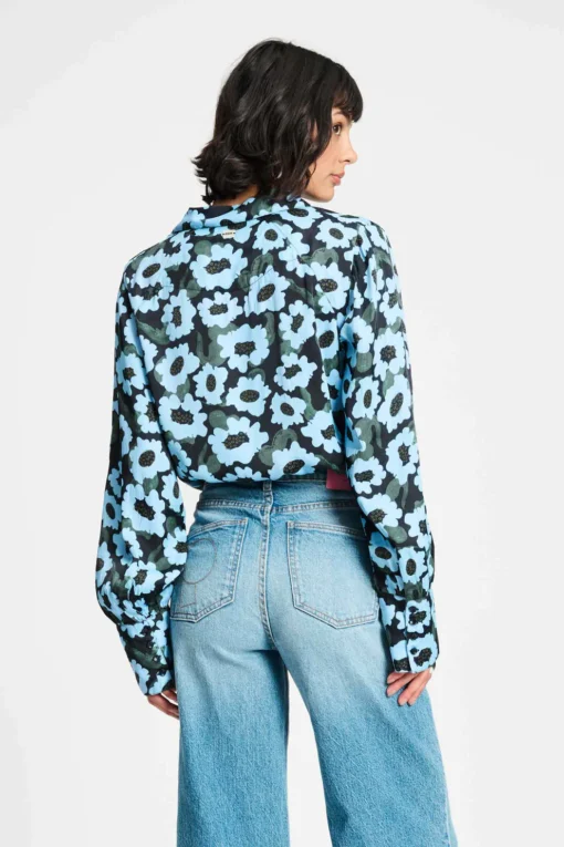 POM blouse wild flowers blue SP9286 blue - Afbeelding 5