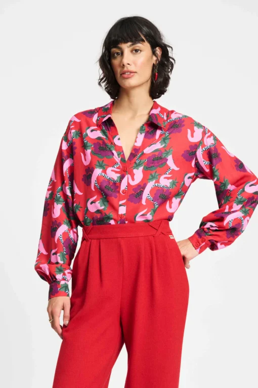 POM blouse violet picnic delight SP9289 red