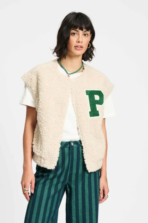 POM gilet teddy baseball ecru SP9321 white