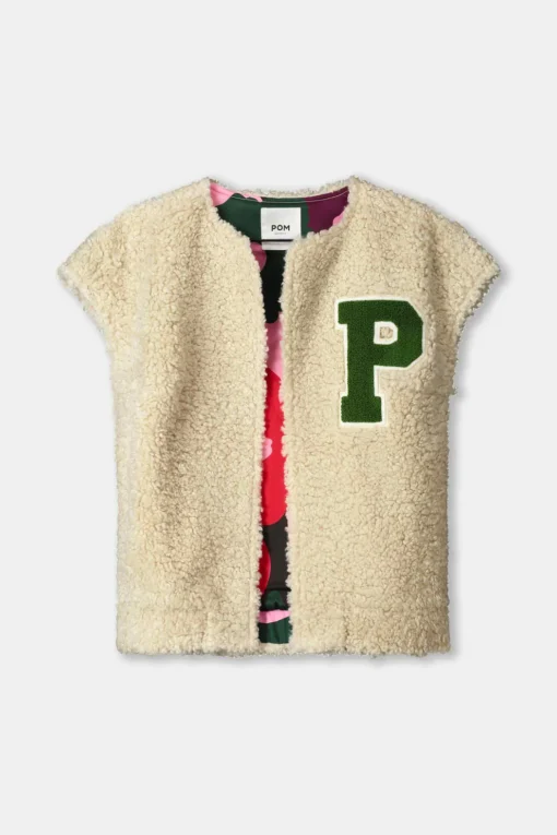 Alternative view of POM gilet teddy baseball ecru SP9321 white