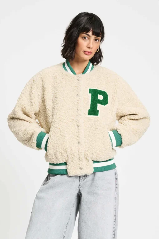 POM jacket teddy baseball ecru SP9327 white