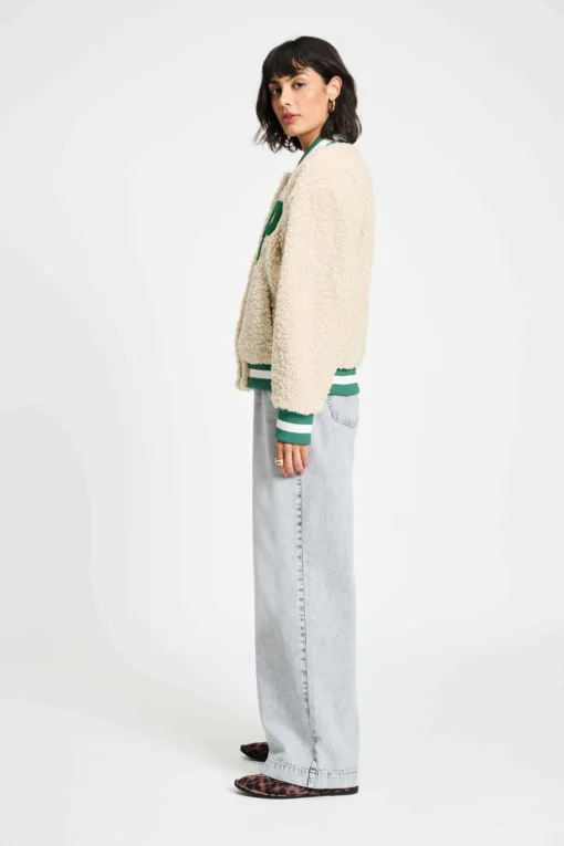 POM jacket teddy baseball ecru SP9327 white - Afbeelding 5