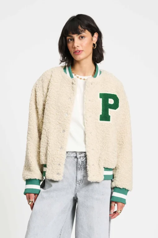 POM jacket teddy baseball ecru SP9327 white - Afbeelding 6