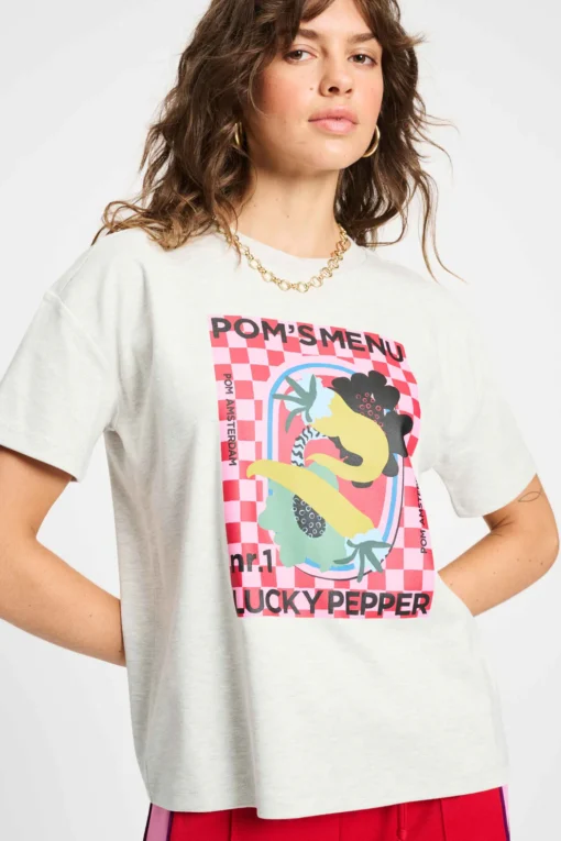 POM t-shirt Pom's menu SP9272 grey - Afbeelding 5