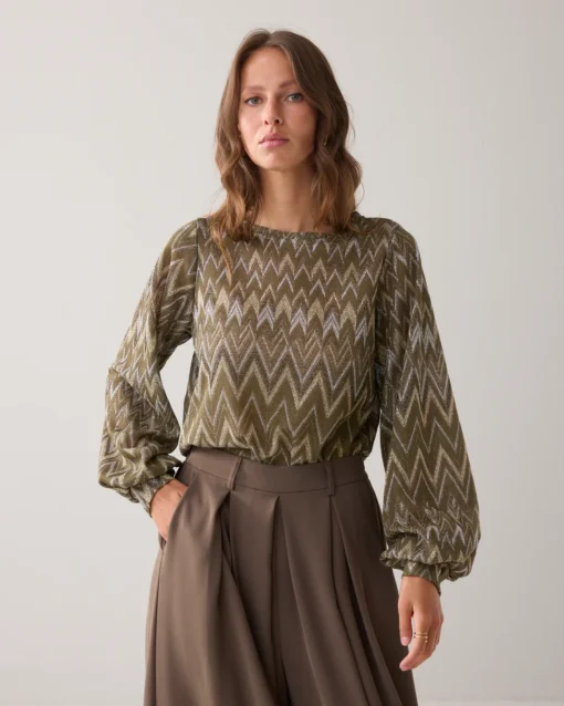 Alternative view of Summum 3s5178 Top long sleeve zig zag lurex dark camo
