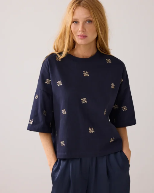 Summum 3s5201 Embellished shortsleeve midnight blue - Afbeelding 5