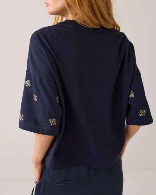 Summum 3s5201 Embellished shortsleeve midnight blue - Afbeelding 4