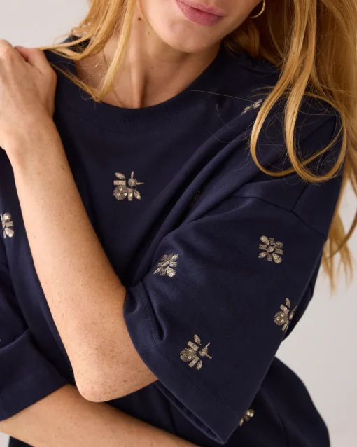 Summum 3s5201 Embellished shortsleeve midnight blue - Afbeelding 3