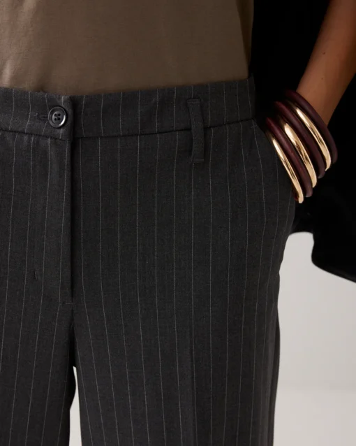 Alternative view of Summum 4s2905 Trousers wide leg pinstripe anthracite