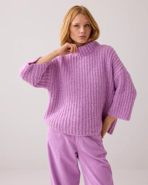 Summum 7s7940 Oversized sweater cushy wool blend sheer violet - Afbeelding 3