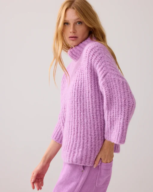 Summum 7s7940 Oversized sweater cushy wool blend sheer violet - Afbeelding 4