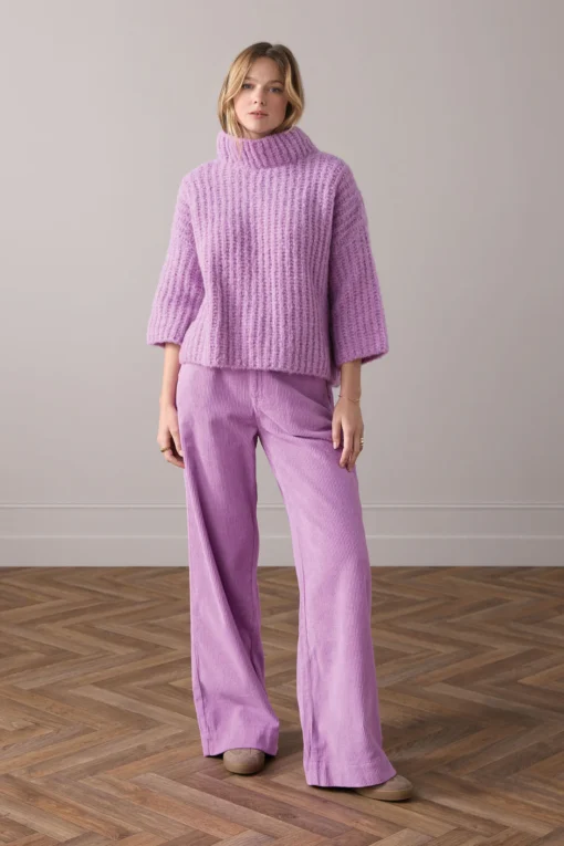 Summum 7s7940 Oversized sweater cushy wool blend sheer violet