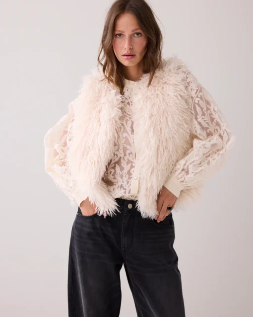 Summum 9s140 Gilet faux fur ivory - Afbeelding 3